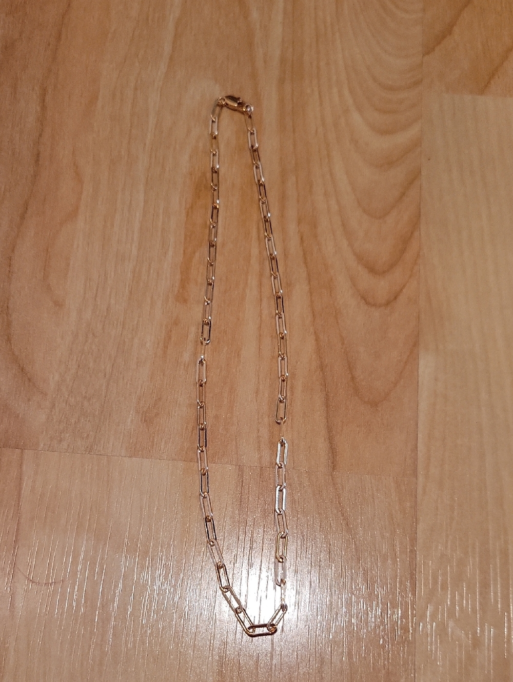 Gold Tone Paperclip Chain Necklace 17 Inch Women Jewelry New